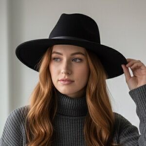Elegant Black Wide-Brim Hat